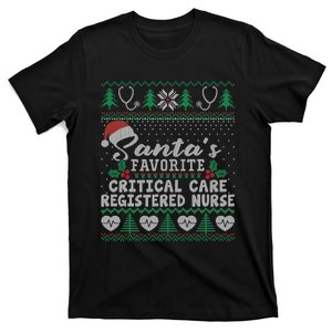 Ugly Xmas Santa's Favorite Critical Care Registered Nurse T-Shirt