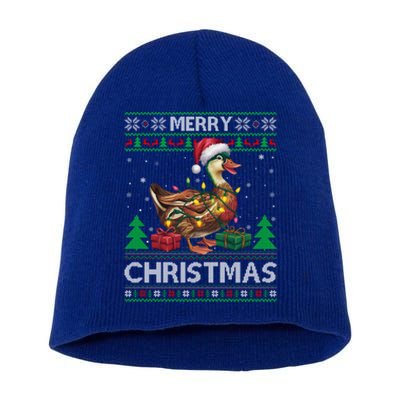 Ugly Xmas Style Santa Muscovy Duck Bird Christmas Gift Short Acrylic Beanie