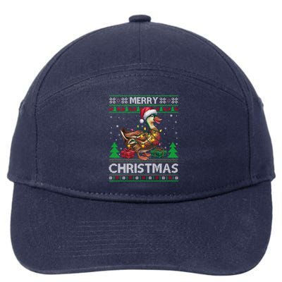 Ugly Xmas Style Santa Muscovy Duck Bird Christmas Gift 7-Panel Snapback Hat