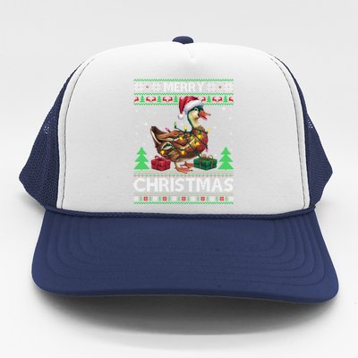 Ugly Xmas Style Santa Muscovy Duck Bird Christmas Gift Trucker Hat