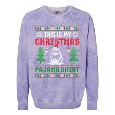 Ugly Xmas Sweater Beaver This Is My Christmas Pajama Cute Gift Colorblast Crewneck Sweatshirt