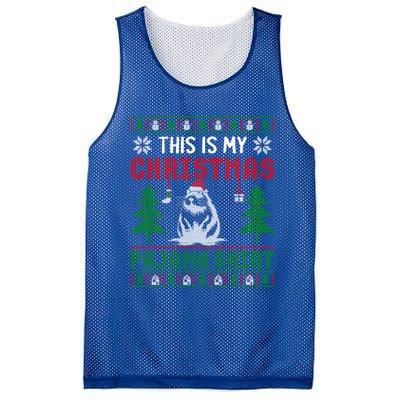 Ugly Xmas Sweater Beaver This Is My Christmas Pajama Cute Gift Mesh Reversible Basketball Jersey Tank