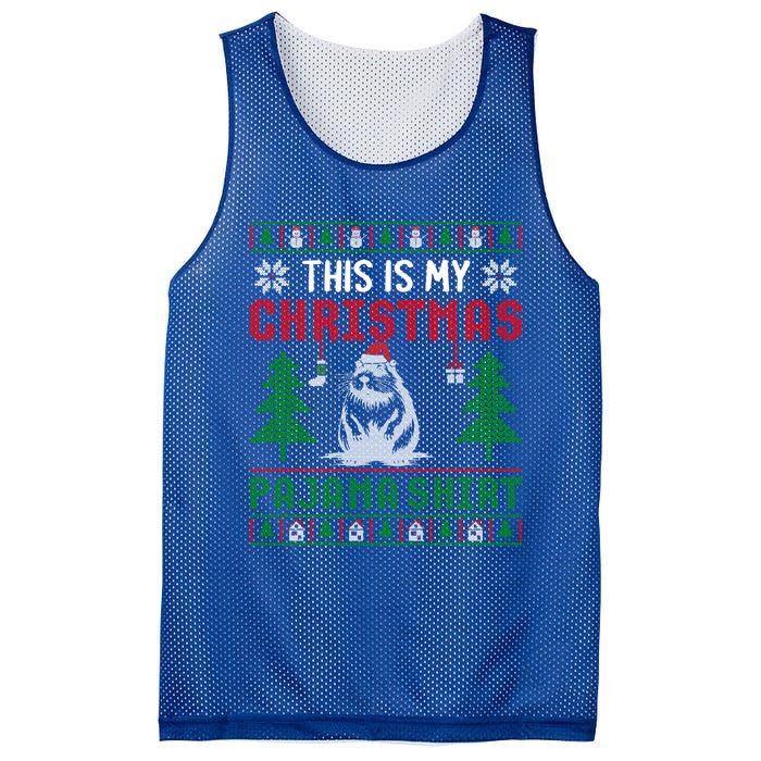 Ugly Xmas Sweater Beaver This Is My Christmas Pajama Cute Gift Mesh Reversible Basketball Jersey Tank