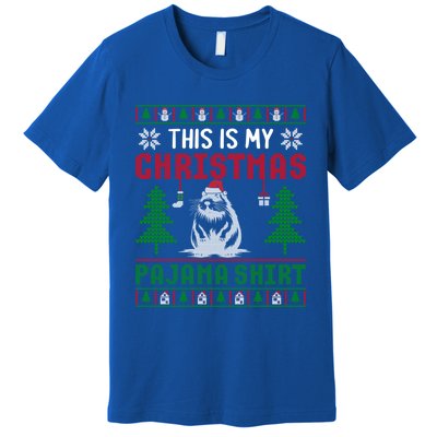 Ugly Xmas Sweater Beaver This Is My Christmas Pajama Cute Gift Premium T-Shirt