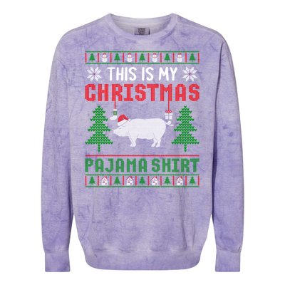 Ugly Xmas Sweater Pig This Is My Christmas Pajama Gift Colorblast Crewneck Sweatshirt