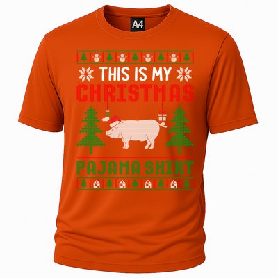 Ugly Xmas Sweater Pig This Is My Christmas Pajama Gift Cooling Performance Crew T-Shirt