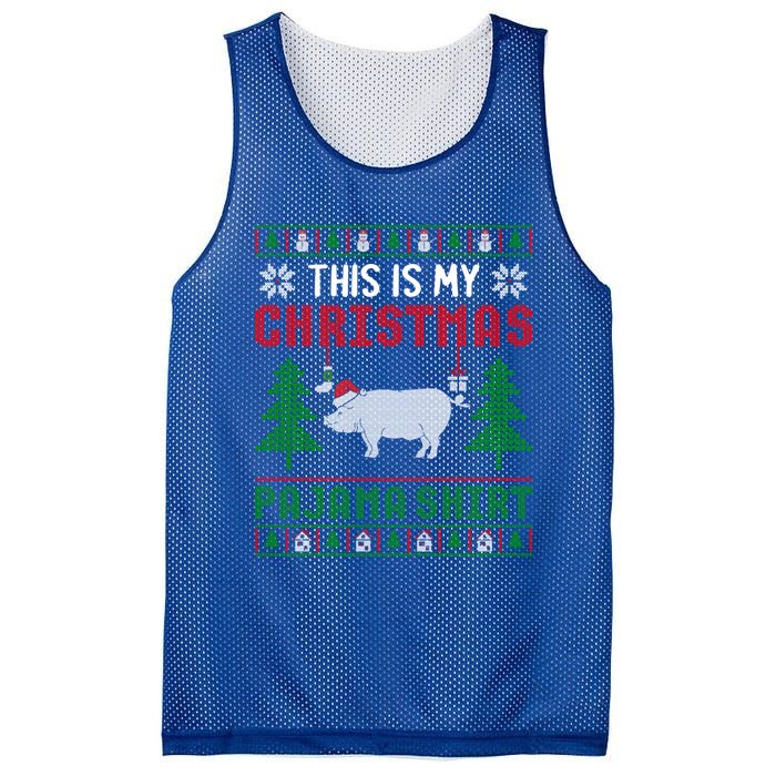 Ugly Xmas Sweater Pig This Is My Christmas Pajama Gift Mesh Reversible Basketball Jersey Tank