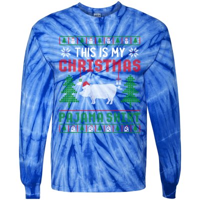 Ugly Xmas Sweater Pig This Is My Christmas Pajama Gift Tie-Dye Long Sleeve Shirt