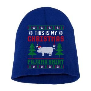 Ugly Xmas Sweater Pig This Is My Christmas Pajama Gift Short Acrylic Beanie