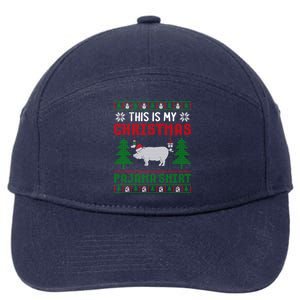 Ugly Xmas Sweater Pig This Is My Christmas Pajama Gift 7-Panel Snapback Hat