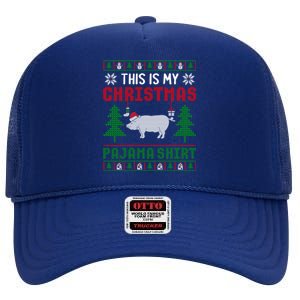 Ugly Xmas Sweater Pig This Is My Christmas Pajama Gift High Crown Mesh Back Trucker Hat