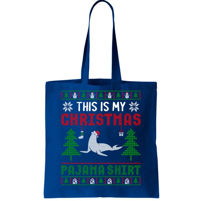 Ugly Xmas Sweater Seal This Is My Christmas Pajama Cute Gift Tote Bag