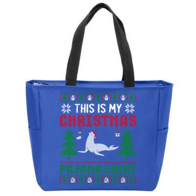 Ugly Xmas Sweater Seal This Is My Christmas Pajama Cute Gift Zip Tote Bag