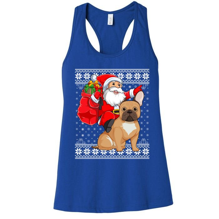 Ugly Xmas Sweater Santa Riding French Bulldog Christmas Meaningful Gift Women's Racerback Tank