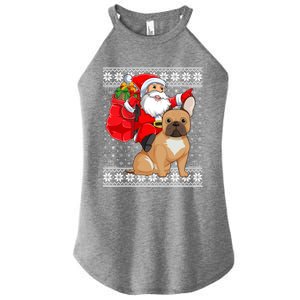 Ugly Xmas Sweater Santa Riding French Bulldog Christmas Meaningful Gift Women’s Perfect Tri Rocker Tank