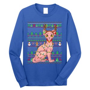 Ugly Xmas Style Lighting Sphynx Cat Christmas Gift Long Sleeve Shirt