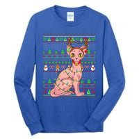 Ugly Xmas Style Lighting Sphynx Cat Christmas Gift Tall Long Sleeve T-Shirt