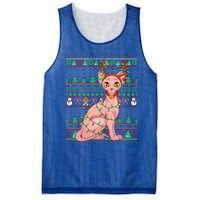 Ugly Xmas Style Lighting Sphynx Cat Christmas Gift Mesh Reversible Basketball Jersey Tank