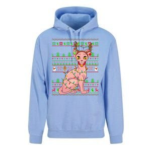 Ugly Xmas Style Lighting Sphynx Cat Christmas Gift Unisex Surf Hoodie