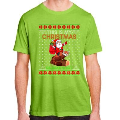 Ugly Xmas Sweater Style Santa Riding Red Panda Christmas Gift Adult ChromaSoft Performance T-Shirt