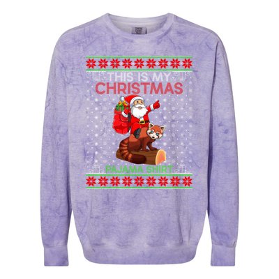 Ugly Xmas Sweater Style Santa Riding Red Panda Christmas Gift Colorblast Crewneck Sweatshirt