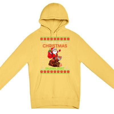 Ugly Xmas Sweater Style Santa Riding Red Panda Christmas Gift Premium Pullover Hoodie