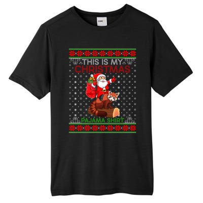 Ugly Xmas Sweater Style Santa Riding Red Panda Christmas Gift Tall Fusion ChromaSoft Performance T-Shirt