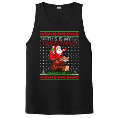 Ugly Xmas Sweater Style Santa Riding Red Panda Christmas Gift PosiCharge Competitor Tank