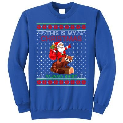 Ugly Xmas Sweater Style Santa Riding Red Panda Christmas Gift Sweatshirt