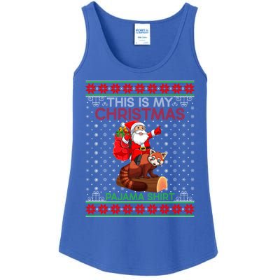 Ugly Xmas Sweater Style Santa Riding Red Panda Christmas Gift Ladies Essential Tank