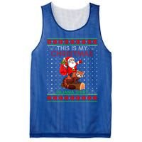 Ugly Xmas Sweater Style Santa Riding Red Panda Christmas Gift Mesh Reversible Basketball Jersey Tank