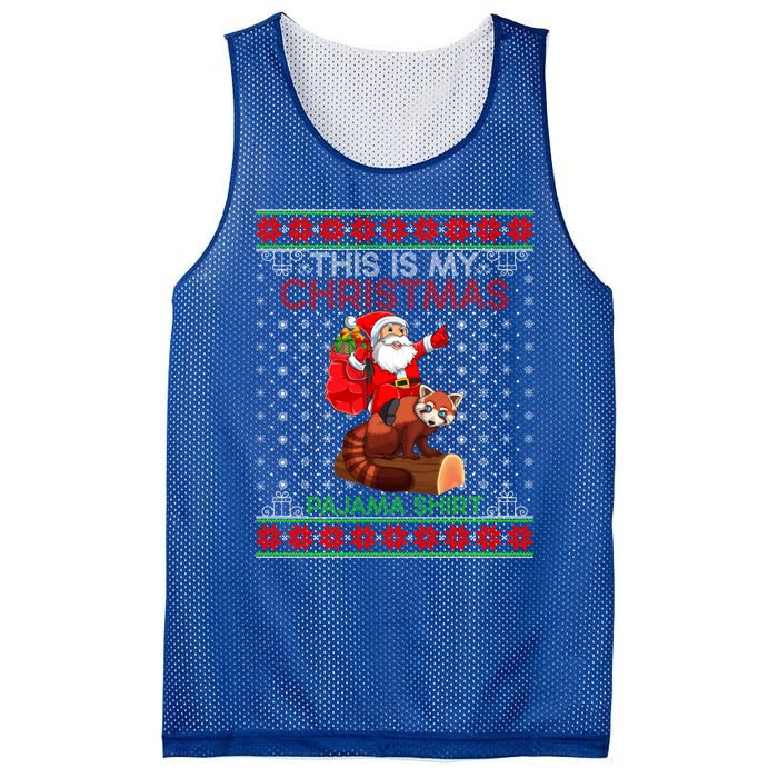 Ugly Xmas Sweater Style Santa Riding Red Panda Christmas Gift Mesh Reversible Basketball Jersey Tank