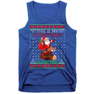 Ugly Xmas Sweater Style Santa Riding Red Panda Christmas Gift Tank Top