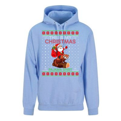 Ugly Xmas Sweater Style Santa Riding Red Panda Christmas Gift Unisex Surf Hoodie