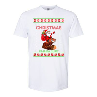 Ugly Xmas Sweater Style Santa Riding Red Panda Christmas Gift Softstyle CVC T-Shirt