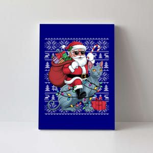 Ugly Xmas Style Santa Riding Sphynx Cat Christmas Funny Gift Canvas