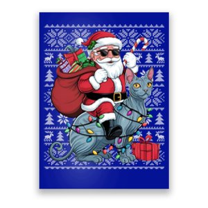 Ugly Xmas Style Santa Riding Sphynx Cat Christmas Funny Gift Poster