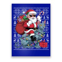 Ugly Xmas Style Santa Riding Sphynx Cat Christmas Funny Gift Poster