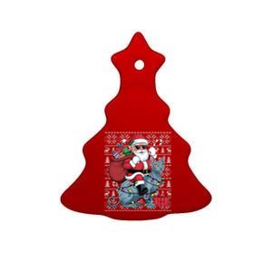 Ugly Xmas Style Santa Riding Sphynx Cat Christmas Funny Gift Ceramic Tree Ornament