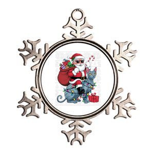 Ugly Xmas Style Santa Riding Sphynx Cat Christmas Funny Gift Metallic Star Ornament