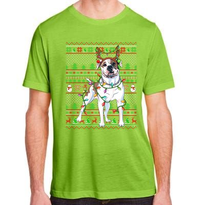 Ugly Xmas Sweater Style Lights American Bulldog Christmas Gift Adult ChromaSoft Performance T-Shirt