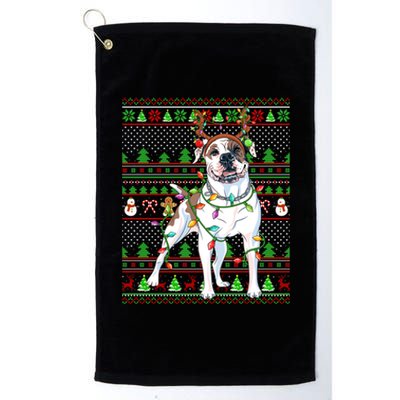 Ugly Xmas Sweater Style Lights American Bulldog Christmas Gift Platinum Collection Golf Towel