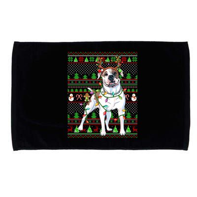 Ugly Xmas Sweater Style Lights American Bulldog Christmas Gift Microfiber Hand Towel