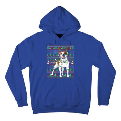 Ugly Xmas Sweater Style Lights American Bulldog Christmas Gift Hoodie