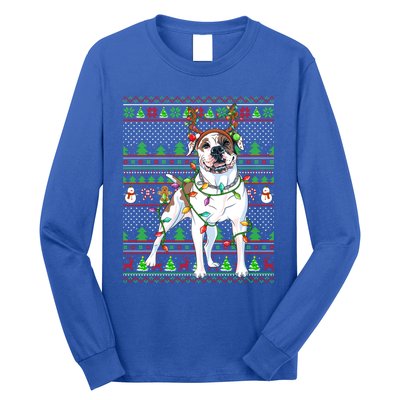 Ugly Xmas Sweater Style Lights American Bulldog Christmas Gift Long Sleeve Shirt