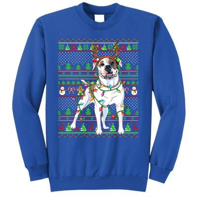 Ugly Xmas Sweater Style Lights American Bulldog Christmas Gift Sweatshirt