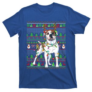 Ugly Xmas Sweater Style Lights American Bulldog Christmas Gift T-Shirt