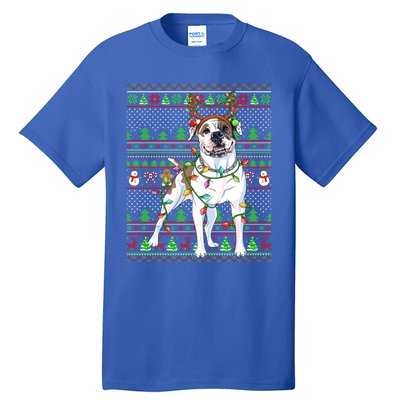 Ugly Xmas Sweater Style Lights American Bulldog Christmas Gift Tall T-Shirt