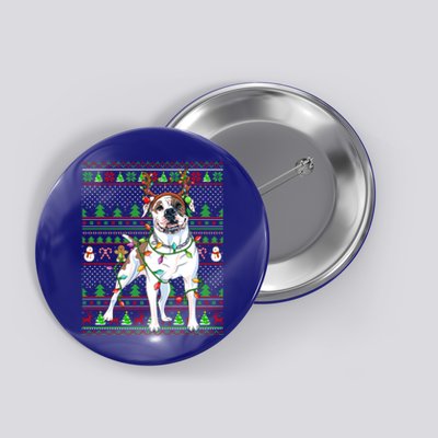 Ugly Xmas Sweater Style Lights American Bulldog Christmas Gift Button