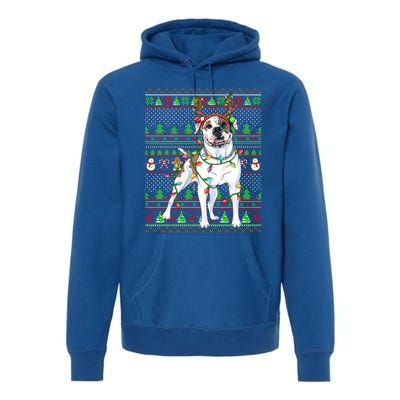 Ugly Xmas Sweater Style Lights American Bulldog Christmas Gift Premium Hoodie